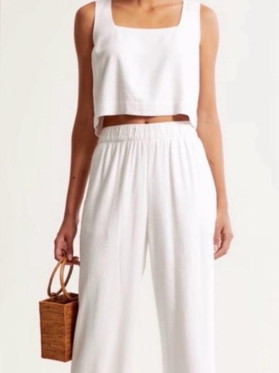 Abercrombie & Fitch Pants - Abercrombie & Fitch Linen Blend Square Neck Cropped Top & Wide Leg Pant SET